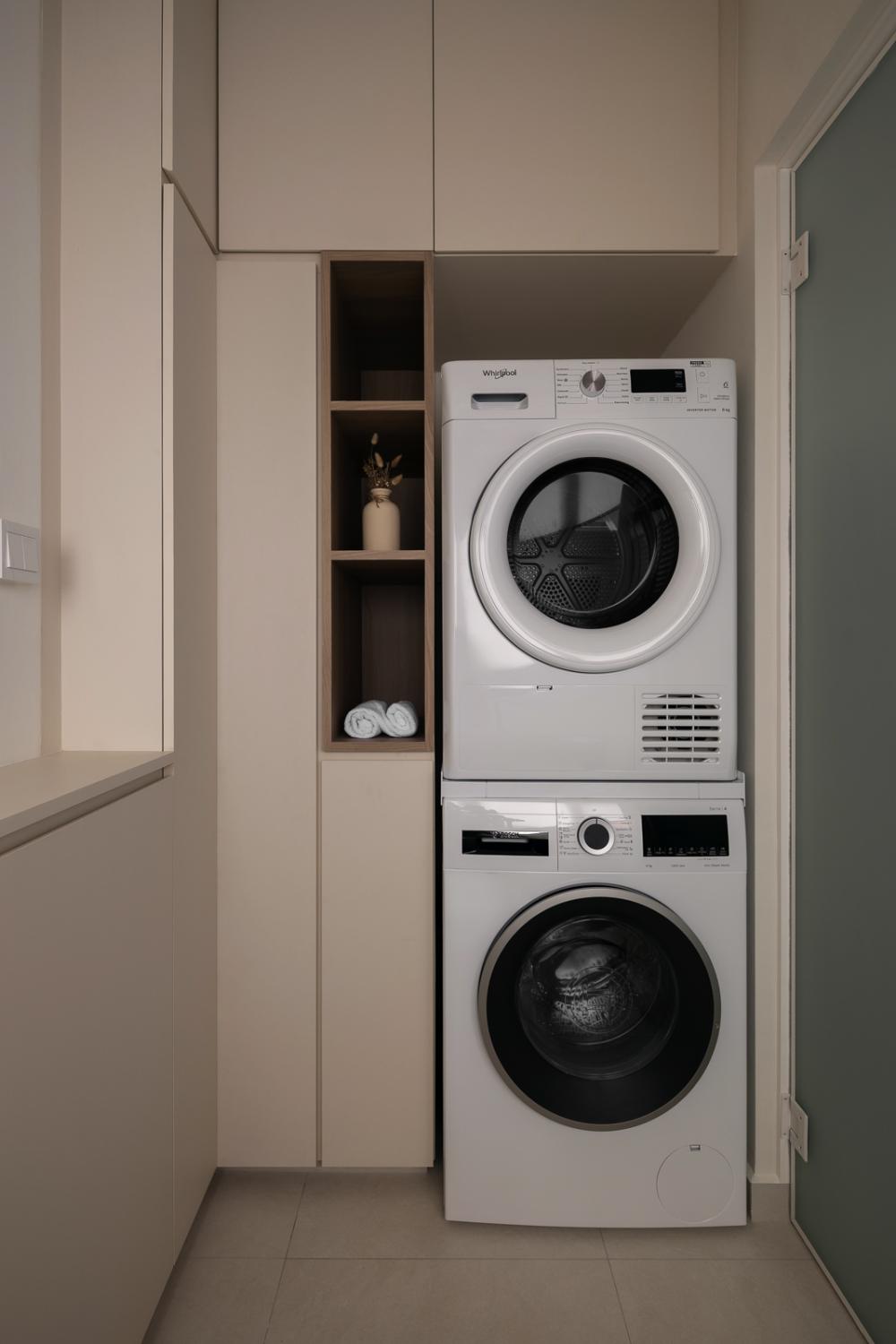 Scandinavian Service Yard with Washing Machine and Laundry Area