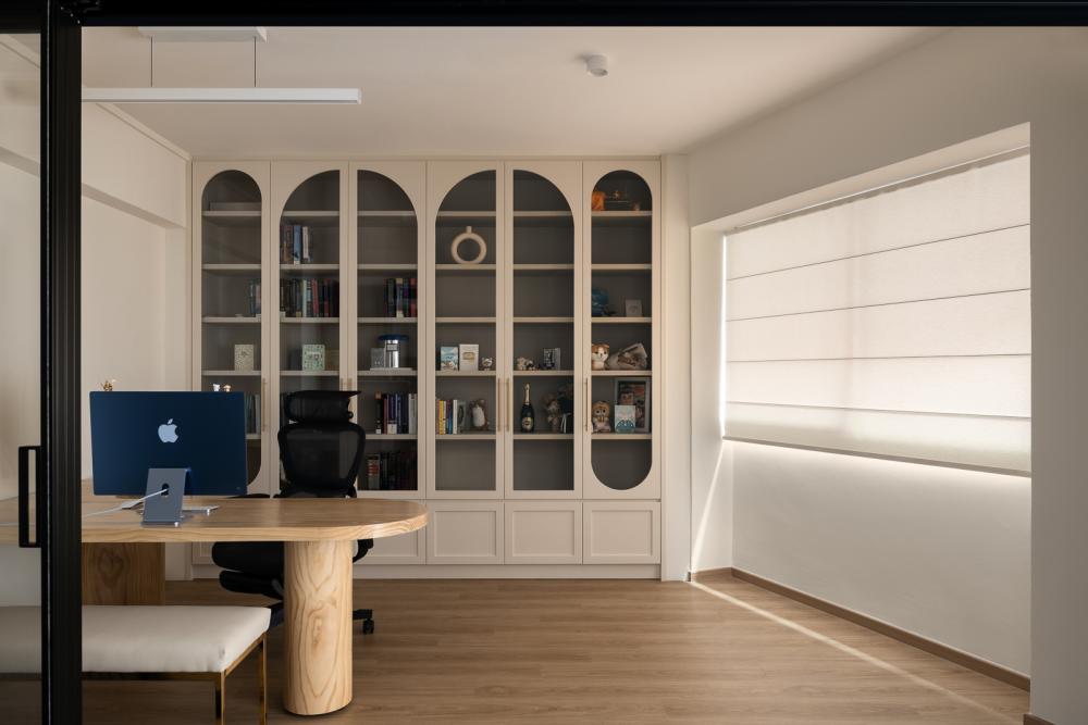 Scandinavian Study with Bookshelf and Desk
