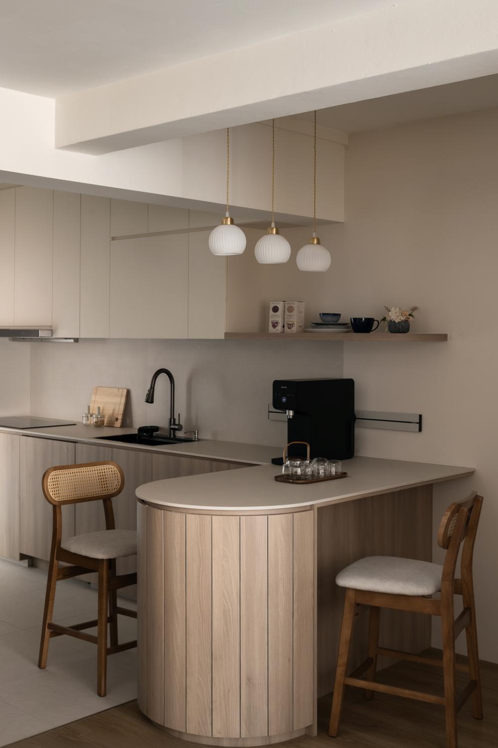 Scandinavian Kitchen with Countertop and Kitchen Island