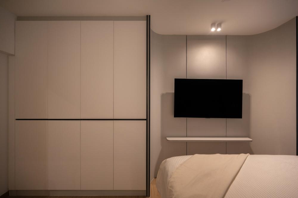 Minimalist Bedroom with Wardrobe and Downlights
