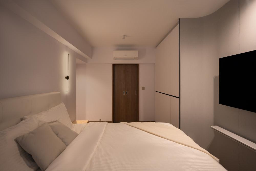 Minimalist Bedroom with Wardrobe and TV
