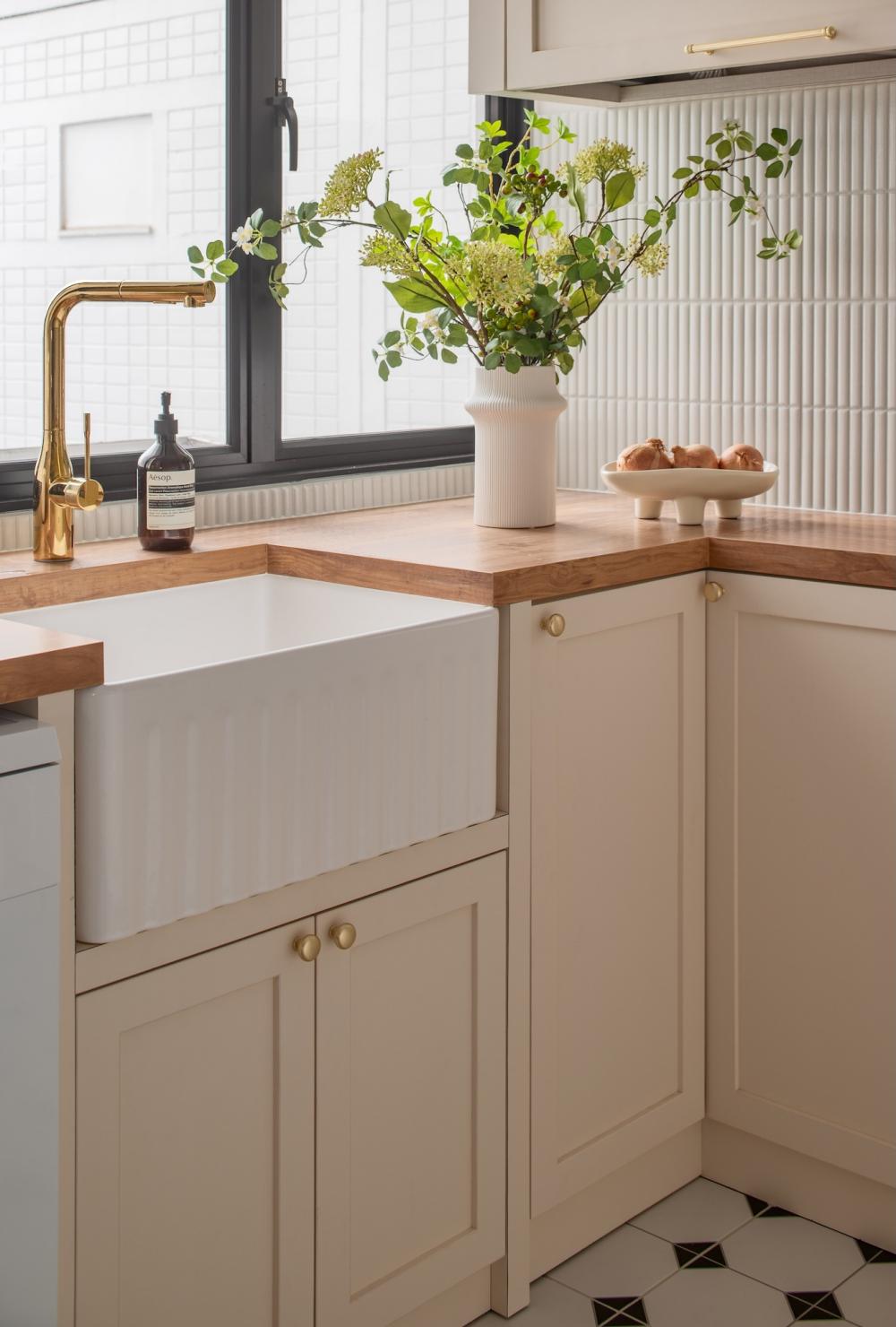 Vintage Kitchen with Countertop and Cupboard