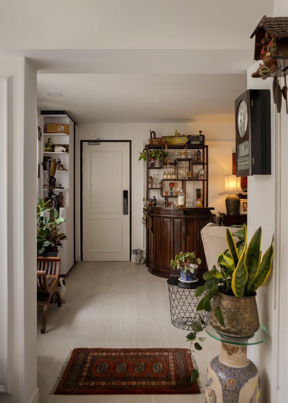 Vintage Entryway with Seating Bench and Shoe Cabinets