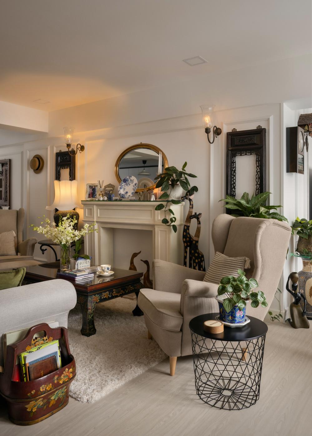 Vintage Living Room with Sofa and Coffee Table