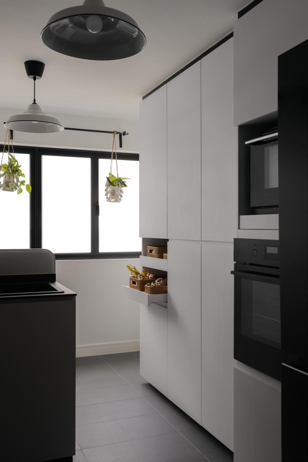 Vintage Kitchen with Drop Light and Kitchen Window