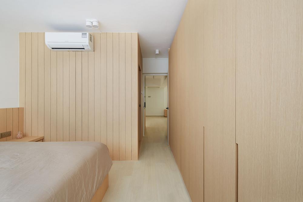 Minimalist Bedroom with Wardrobe and Bedside Table