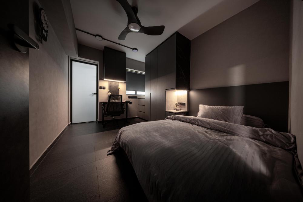 Modern Bedroom with Bed and Lighting