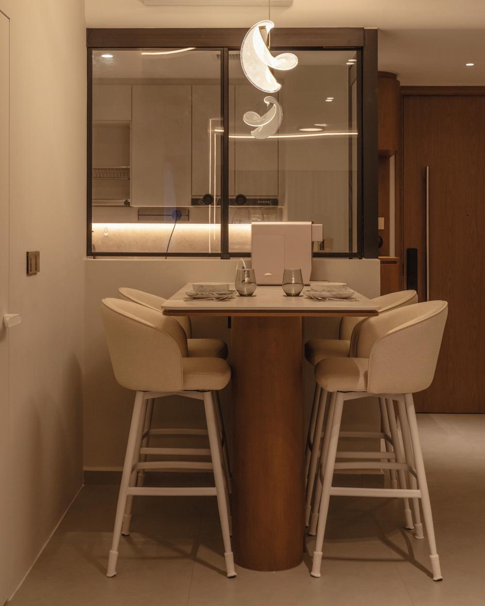 Contemporary Dining Room with Ceiling Light and Dining Table