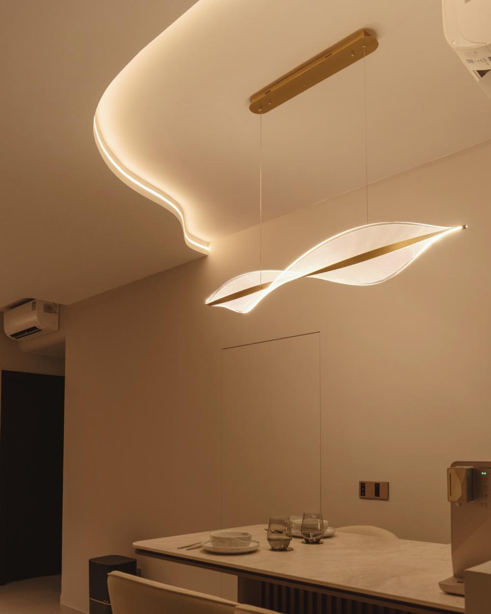 Contemporary Dining Room with Drop Ceiling and Dining Table