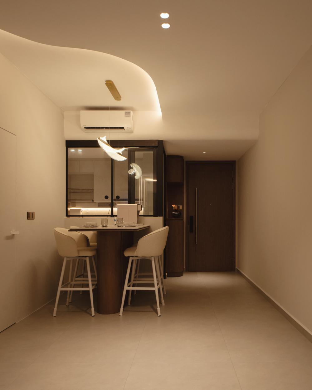 Contemporary Living Room with TV Console and Feature Wall