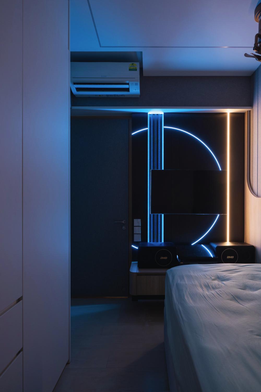 Contemporary Bedroom with Wardrobe and Built-in Bed