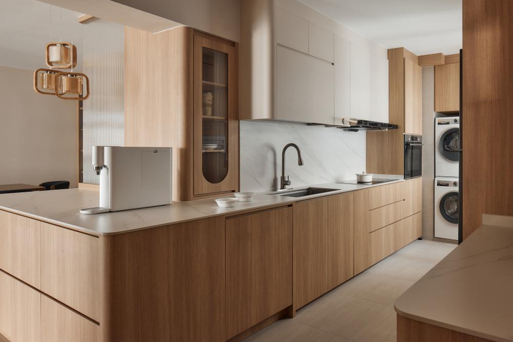 Scandinavian Kitchen with Cupboard and Open Kitchen