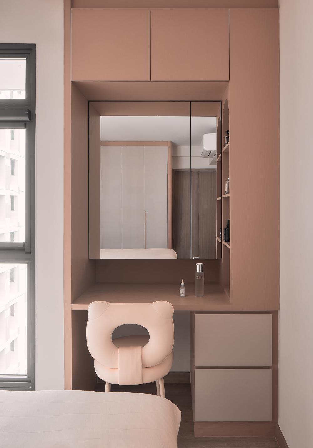 Scandinavian Bedroom with Bedside Table and Dressing Table