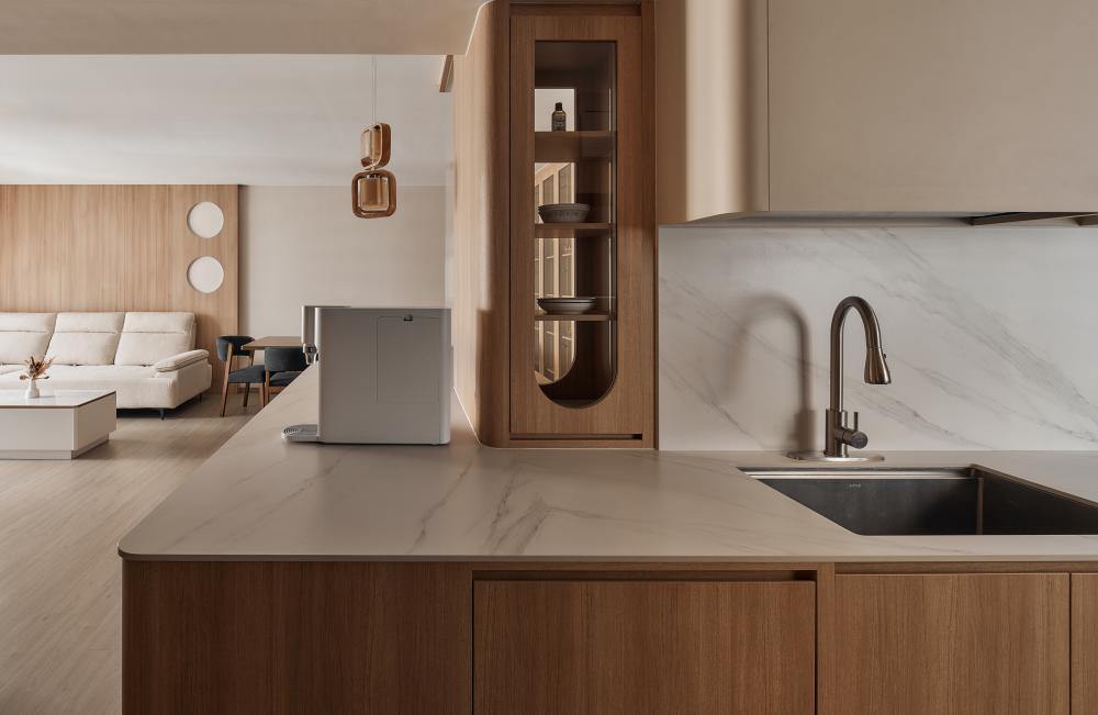 Scandinavian Kitchen with Countertop and Open Kitchen