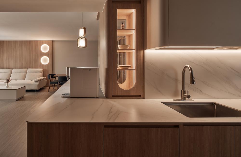 Scandinavian Kitchen with Countertop and Kitchen Island