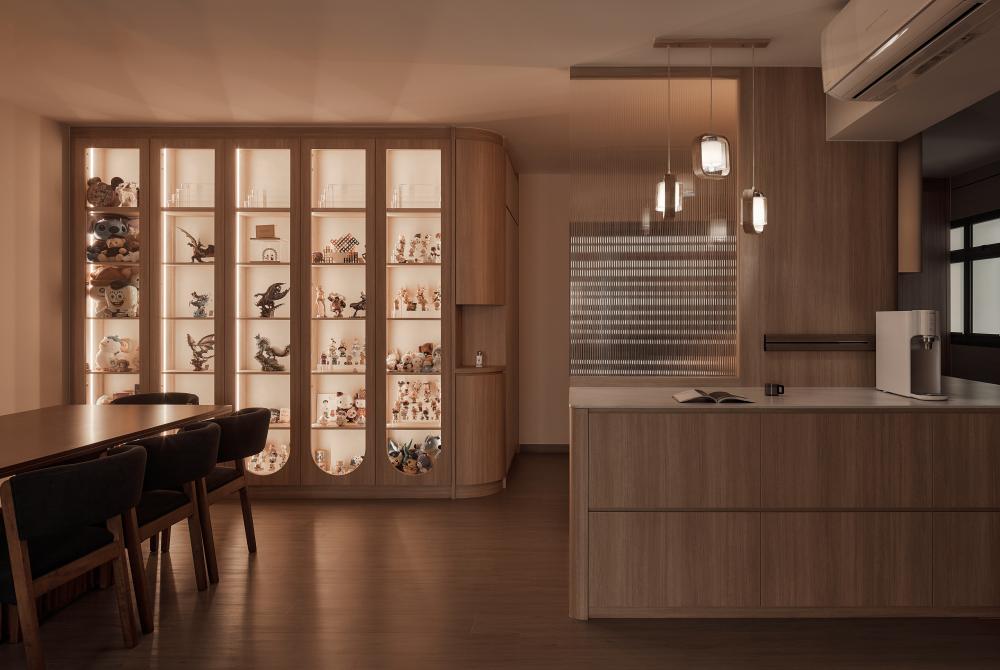 Scandinavian Living Room with Wood Flooring and Feature Wall
