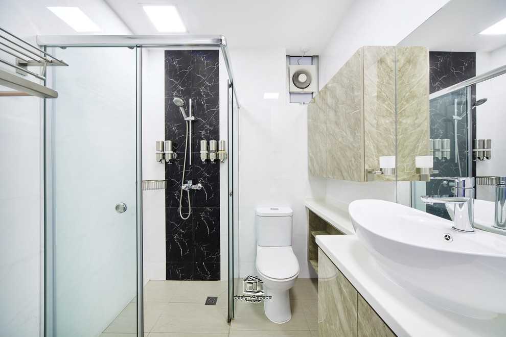 Minimalist Bathroom with Mirror and Bathroom Storage