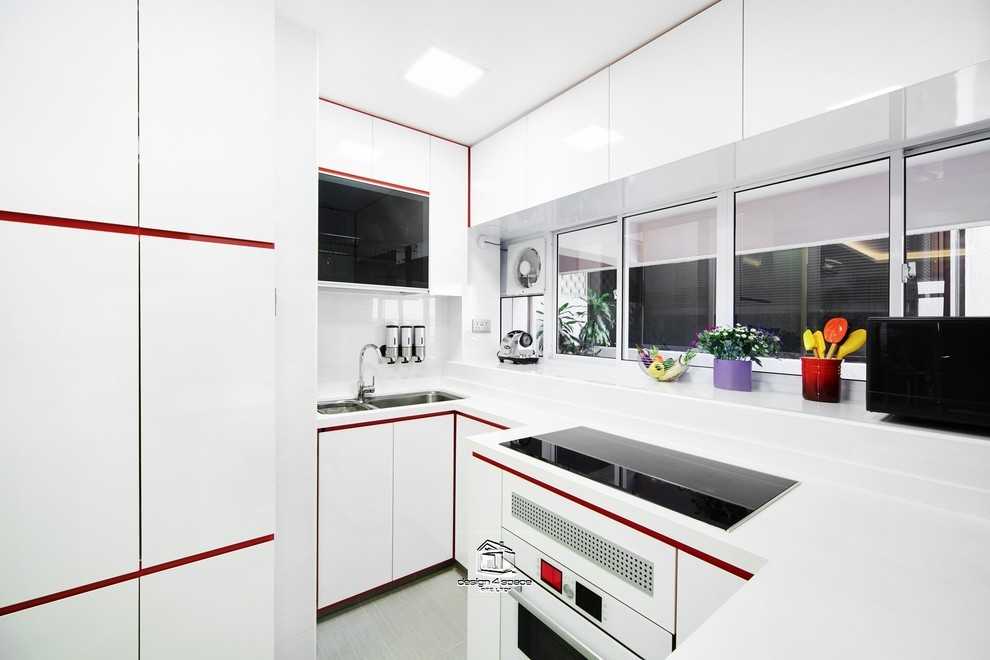Minimalist Kitchen with Kitchen Window and Open Kitchen