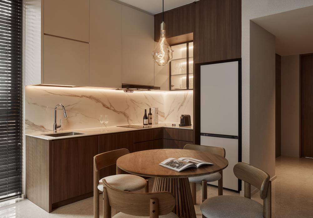 Modern Kitchen with Countertop and Open Kitchen