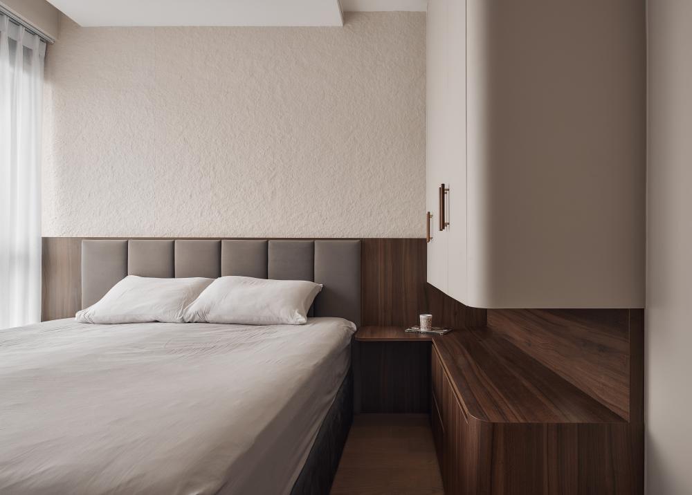 Contemporary Bedroom with Wood Flooring and Wardrobe