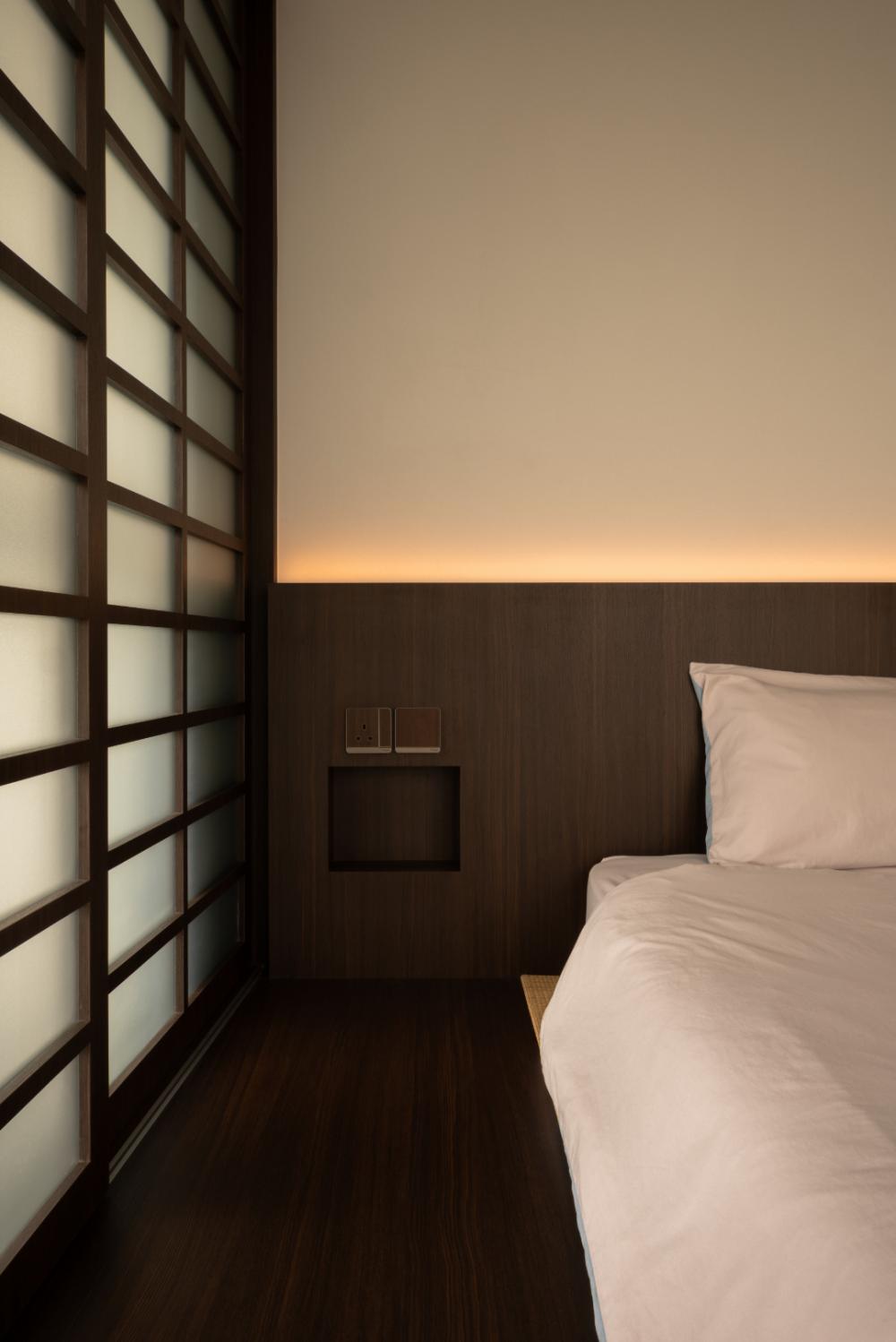 Transitional Bedroom with Platform Bed and Built-in Bed