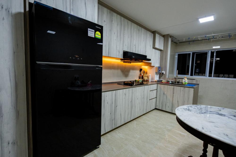 Asian Kitchen with Countertop and Kitchen Window