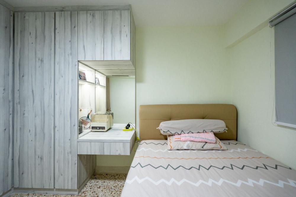 Asian Bedroom with Wardrobe and Bedside Table
