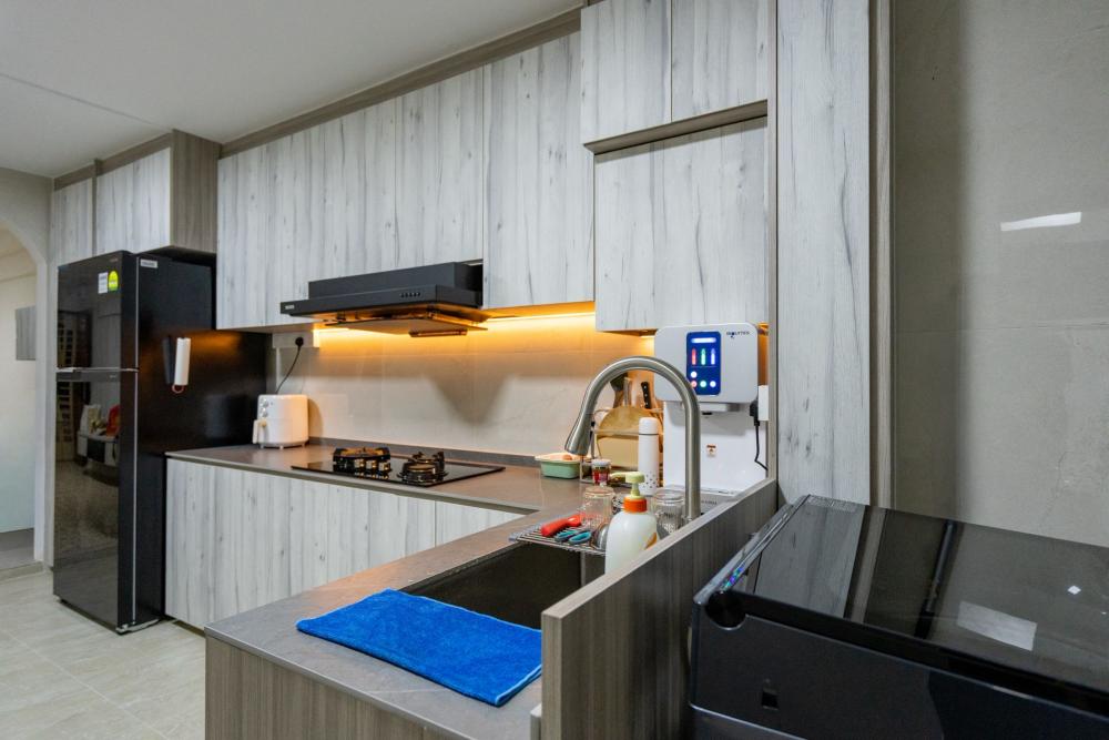 Asian Kitchen with Countertop and Kitchen Accessories