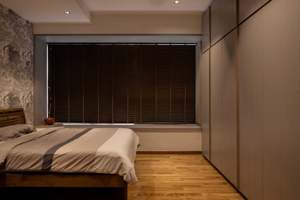 Modern Bedroom with Ceiling Light and Wardrobe