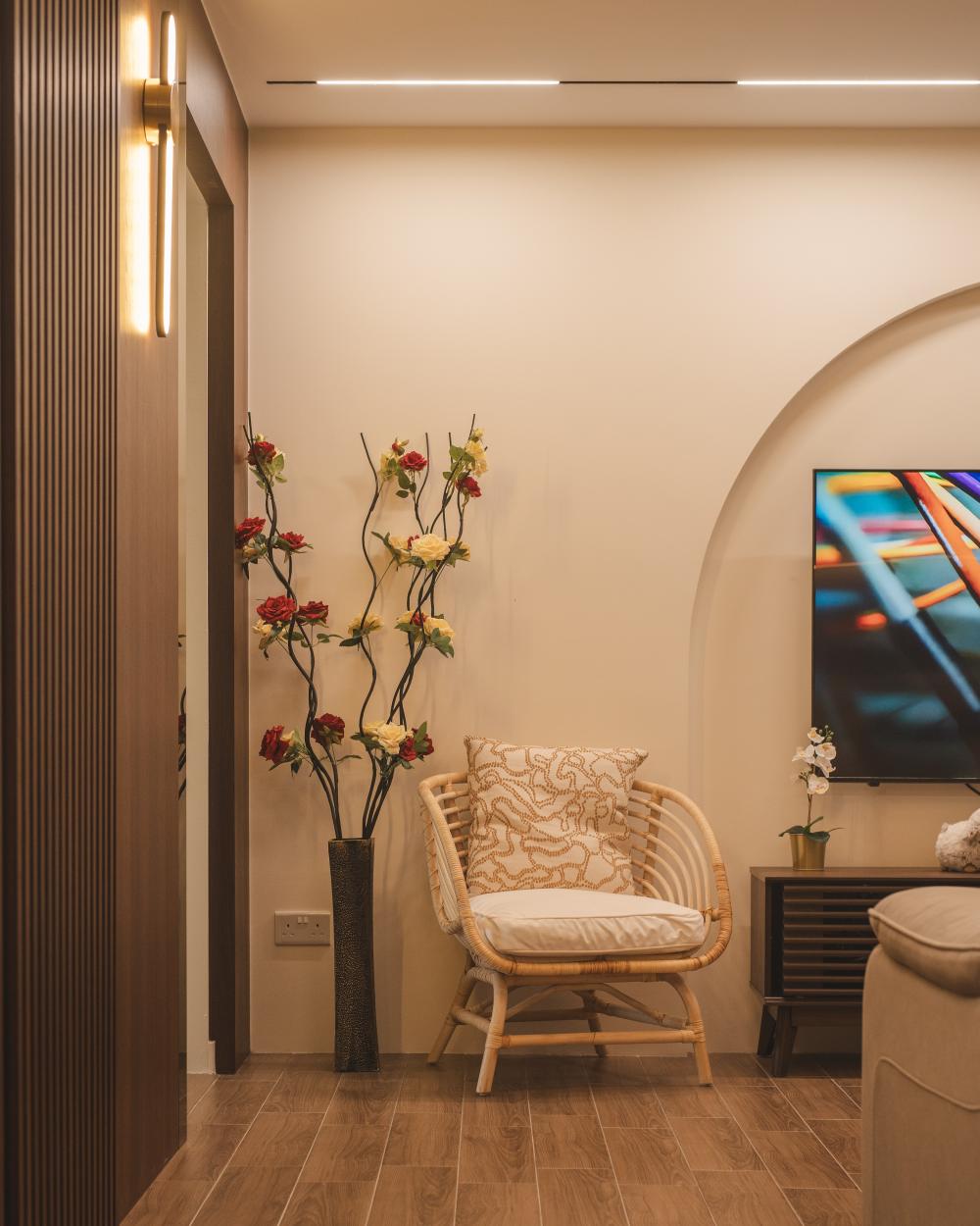 Modern Living Room with TV Console and Feature Wall