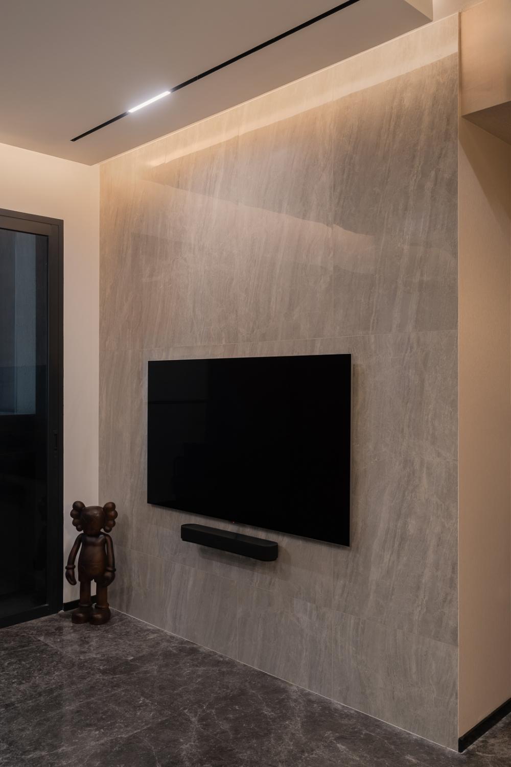 Modern Living Room with Feature Wall and Cove Lighting