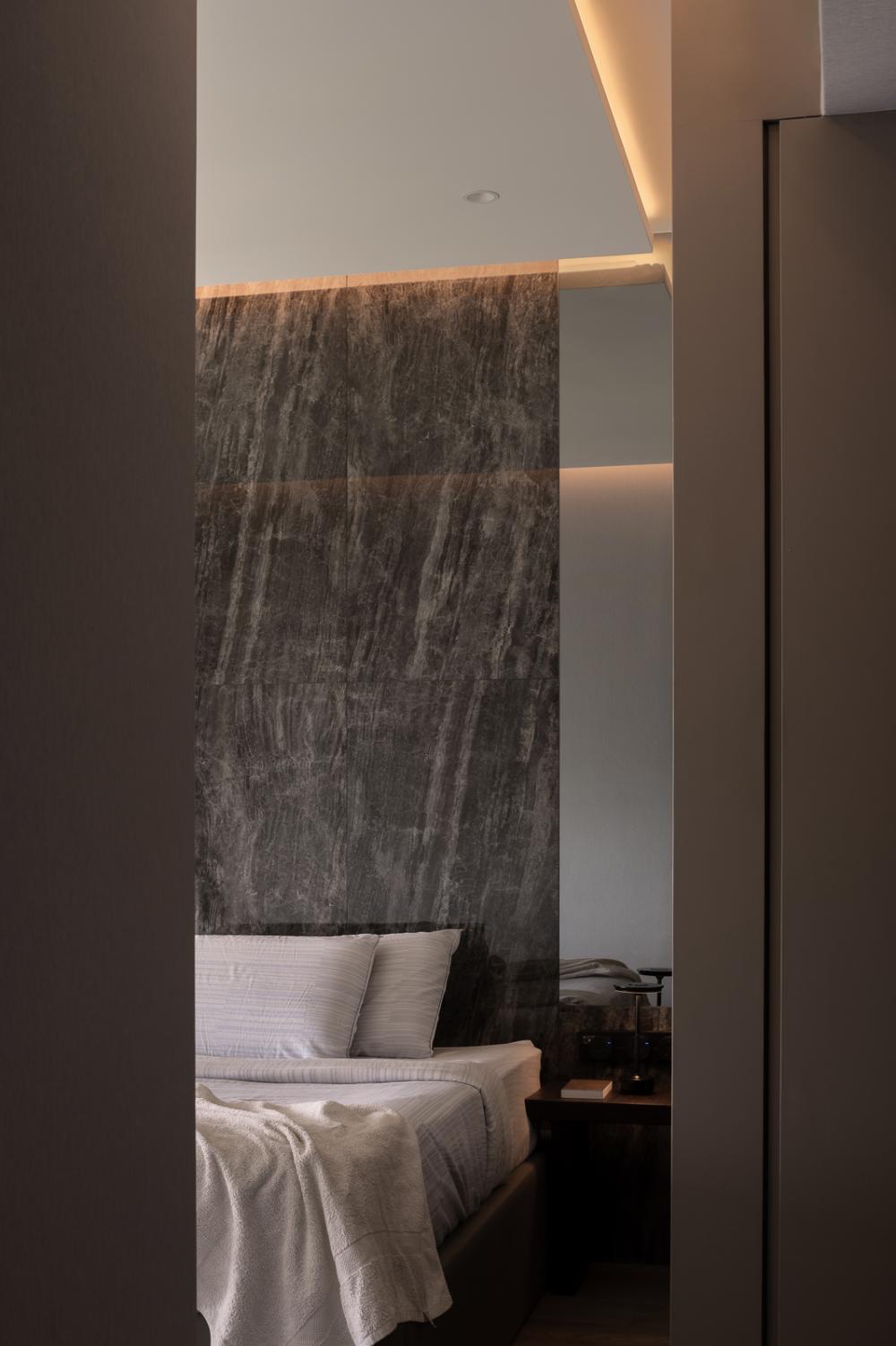 Modern Bedroom with Feature Wall and Cove Lighting