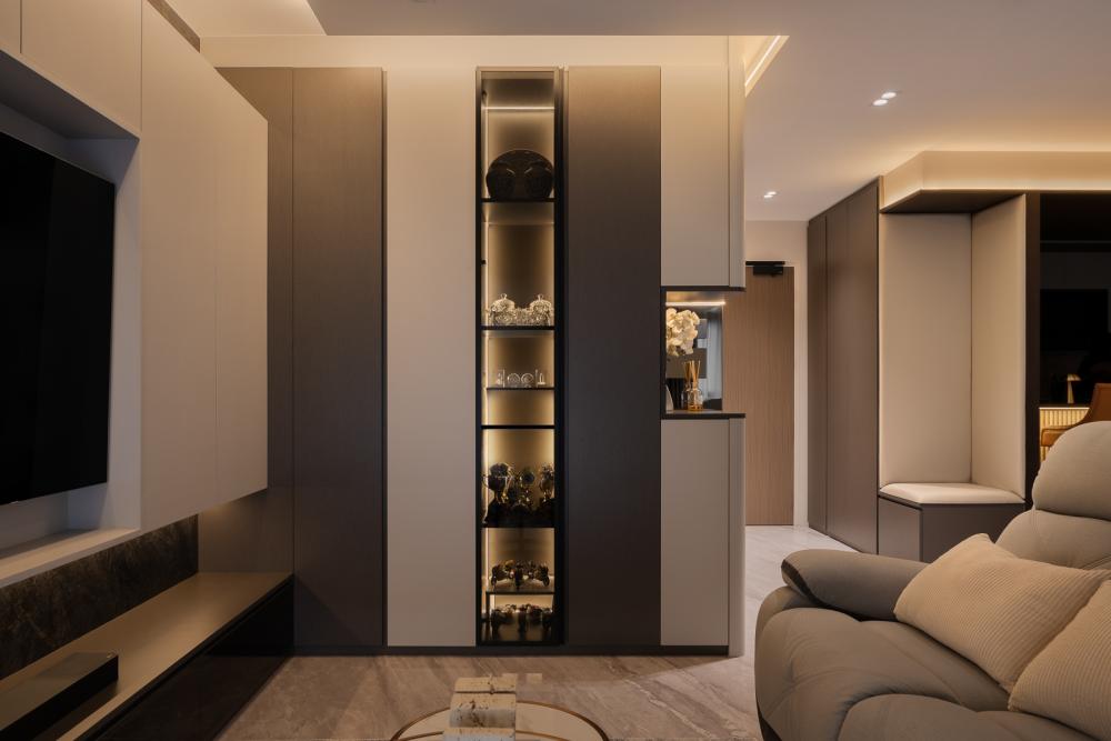 Modern Living Room with Feature Wall and Drop Light