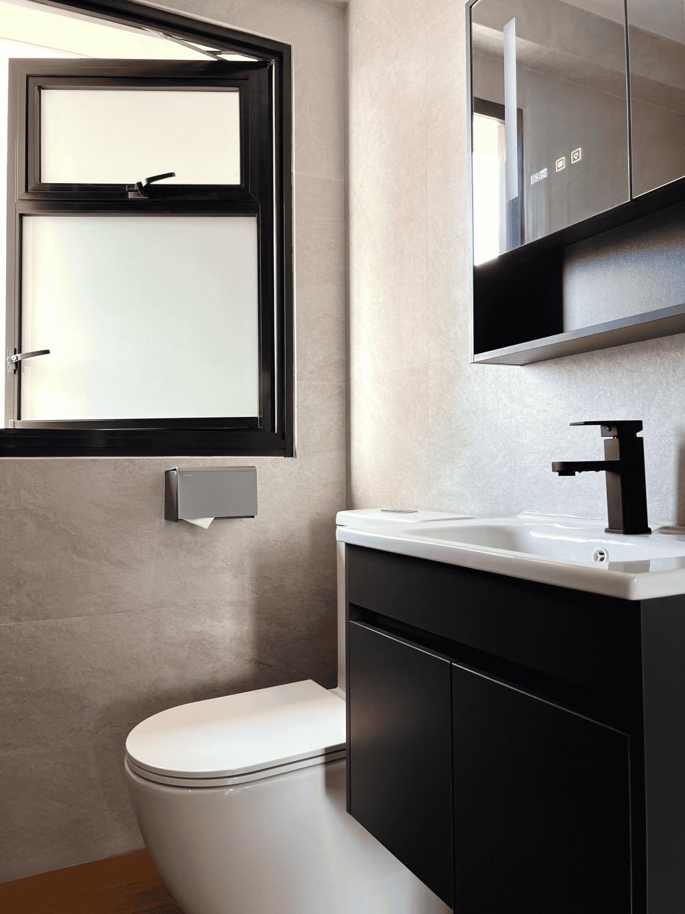 Modern Bathroom with Bathroom Storage and Bathroom Sinks