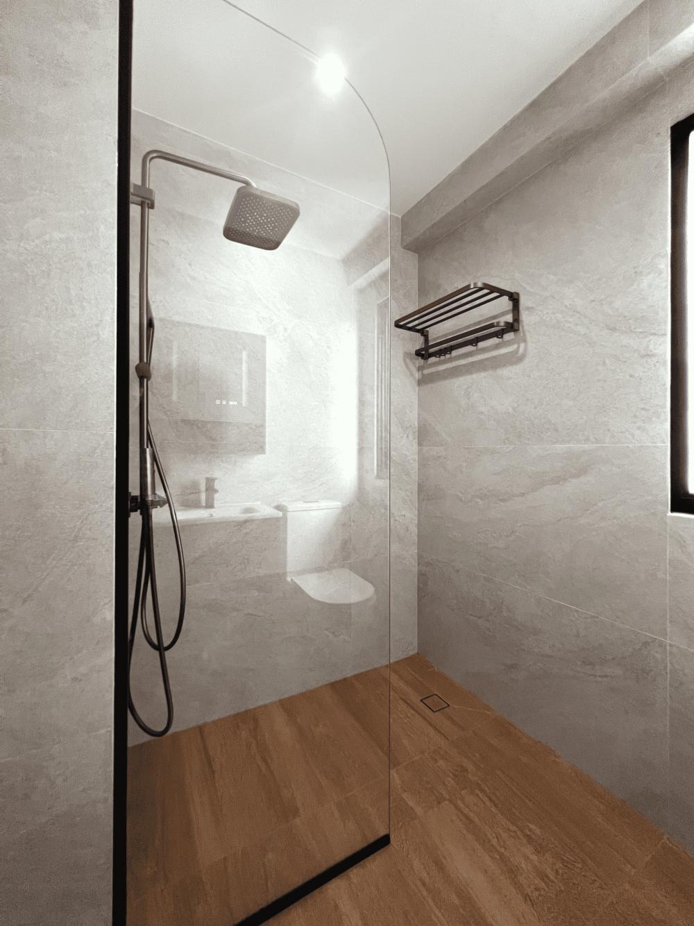 Modern Bathroom with Shower Screen and Rainshower