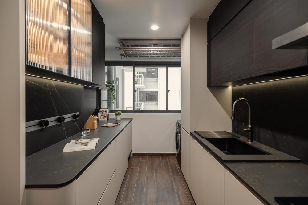 Modern Kitchen with Countertop and Kitchen Window