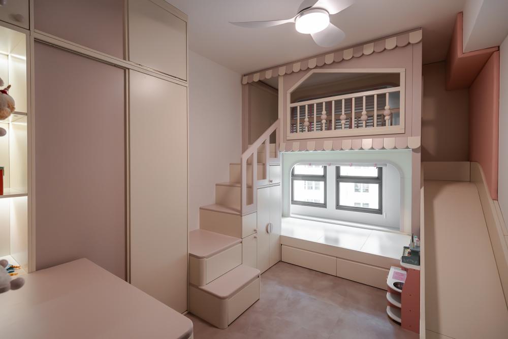 Modern Kids Room with Bookshelf and Built-in Bed