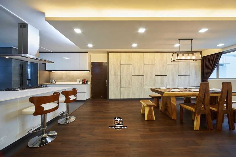 Asian Dining Room with Downlights and Dining Table