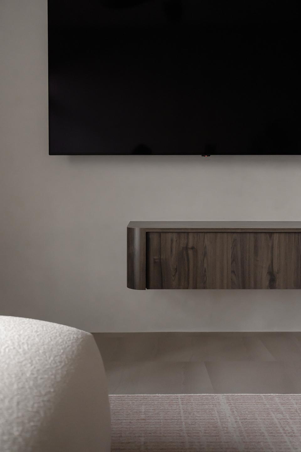 Modern Living Room with Homogeneous Tiles and Cement Floor