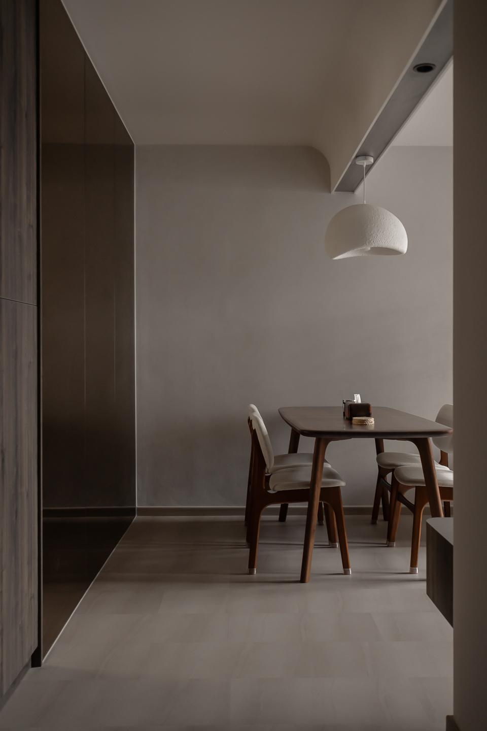 Modern Dining Room with Drop Ceiling and Chandelier