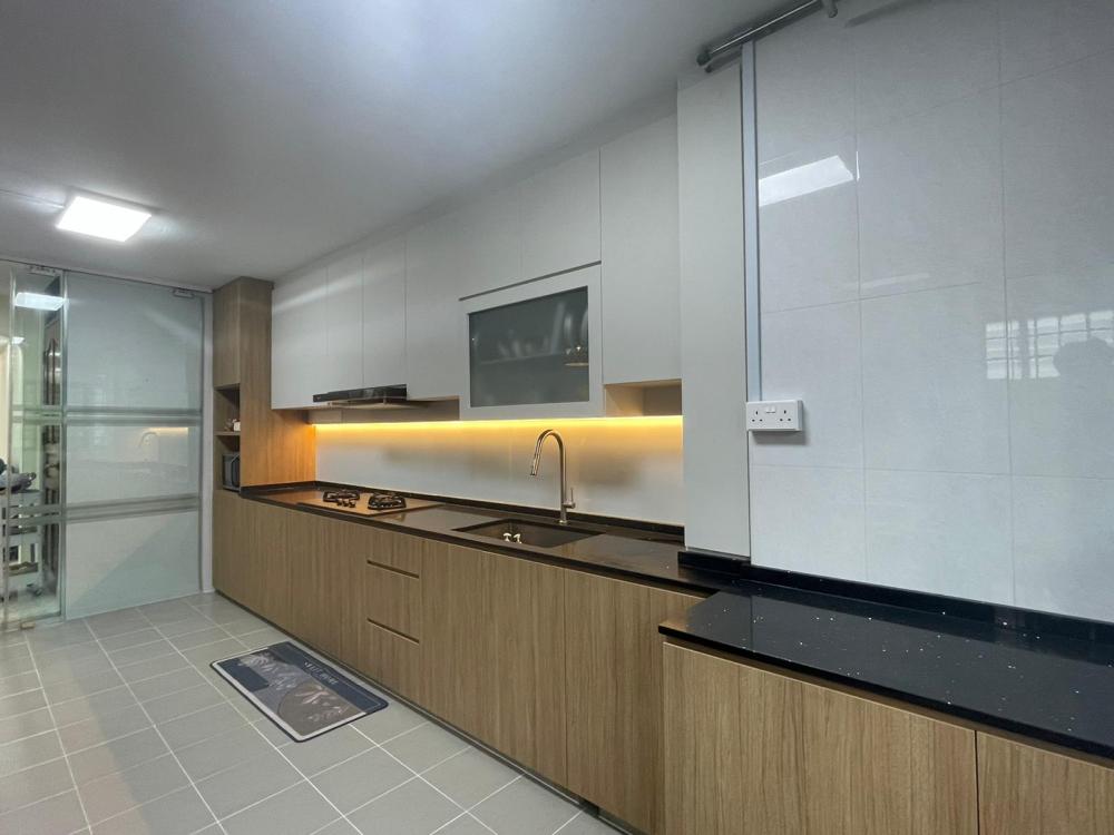 Asian Kitchen with Kitchen Cabinets and Doors