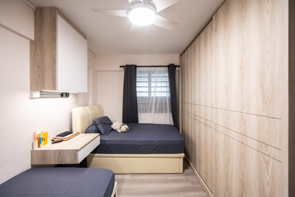 Asian Bedroom with Wardrobe and Curtain
