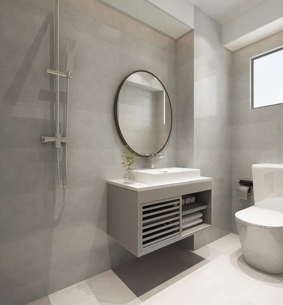 Minimalist Bathroom with Mirror and Shower Screen