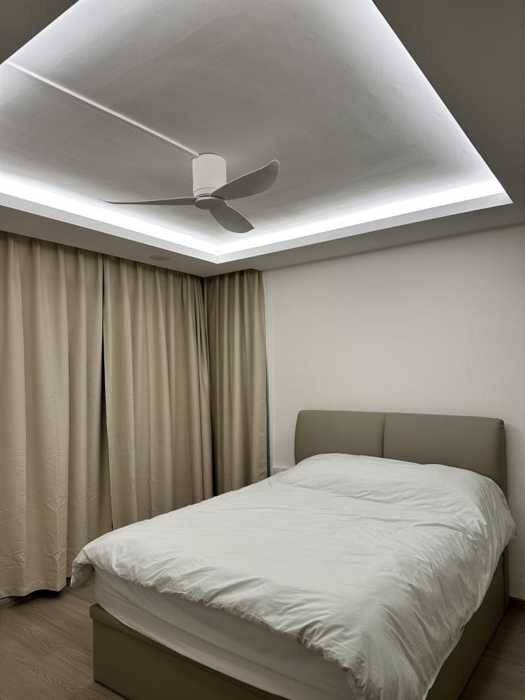 Minimalist Bedroom with Ceiling Light and Wardrobe