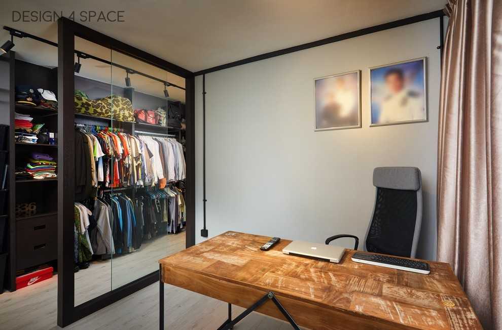 Industrial Home Office with Desk and Storage Cabinets