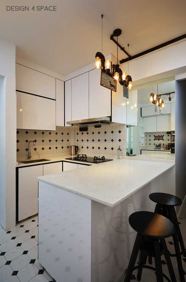 Industrial Kitchen with Countertop and Vinyl Flooring