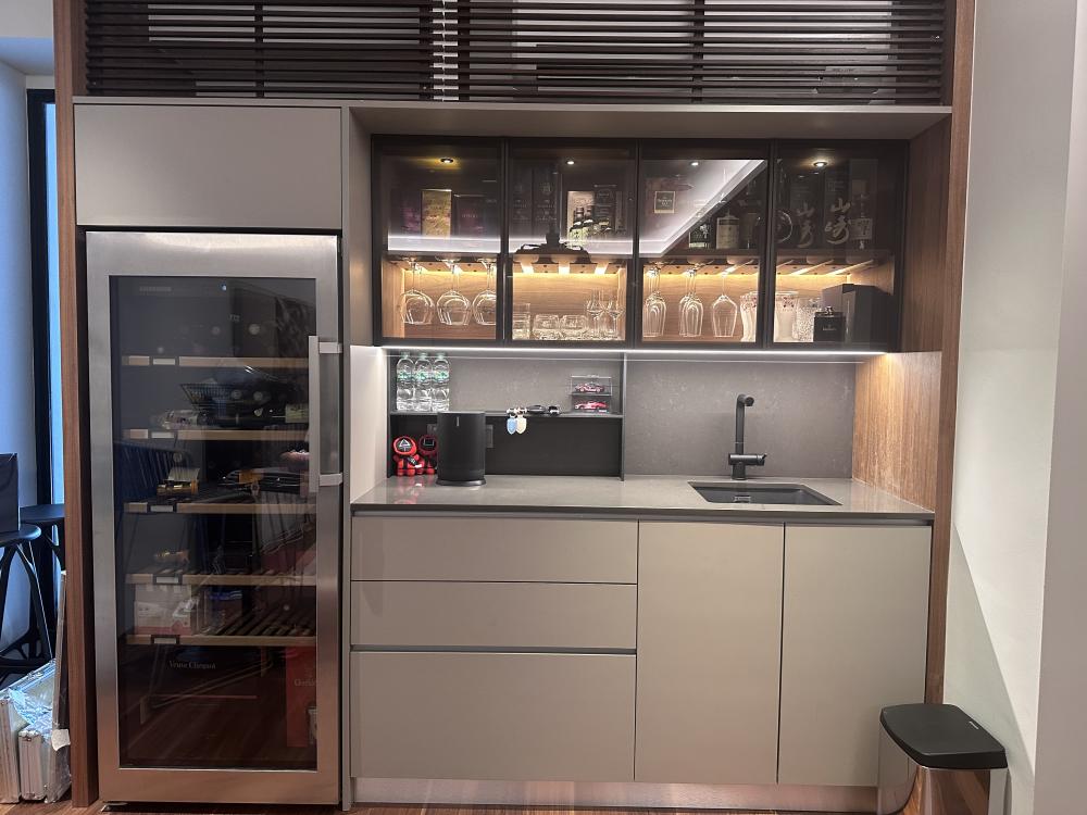 Modern Pub with Bar Counter and Tableware