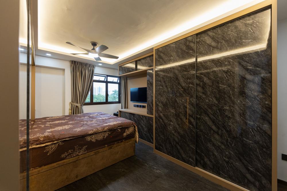 Modern Bedroom with Ceiling Light and Wardrobe