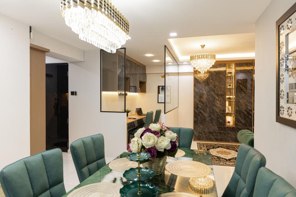 Modern Dining Room with Dining Table and Lighting