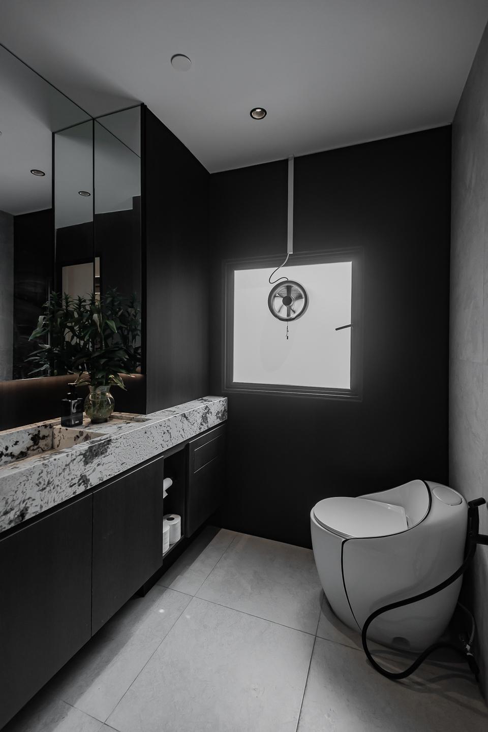 Asian Studio with Countertop and Granite Floor